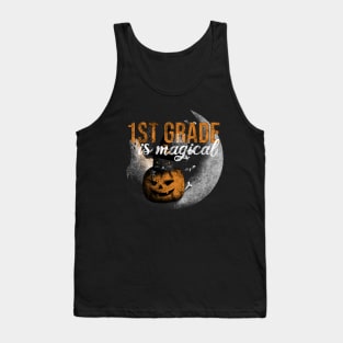1st Grade is Magical - Funny Vintage Black Cat and Pumpkin Tank Top